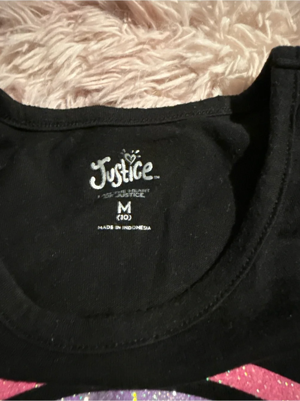 Justice Black 'Be Kind Always' Rainbow Graphic Tie-Front Tank